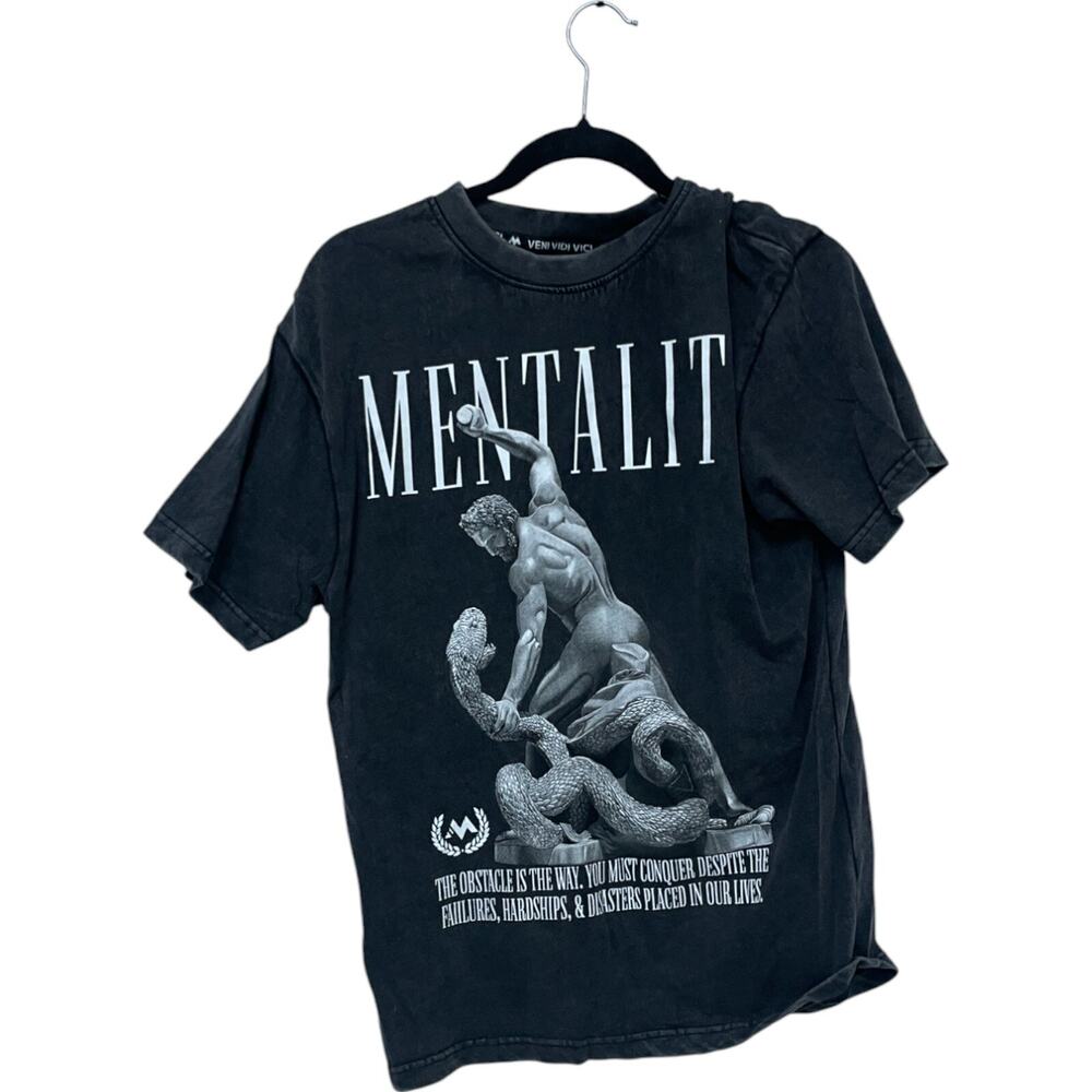Mentality T-Shirt Mens Small Black Veni Vidi Vici Crew Neck Short Sleeve